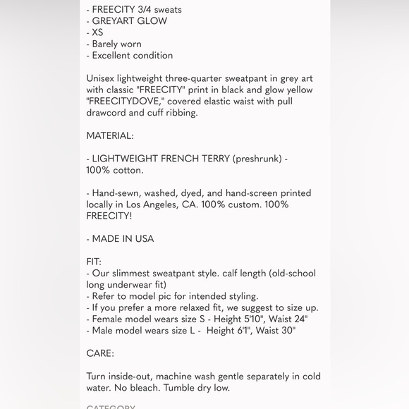 FREECITY 3/4 sweats - GREYART GLOW XS - Picture 12 of 16